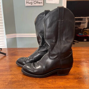 Justin Tobias 12" Western Black Leather boots size 8.5 E wide